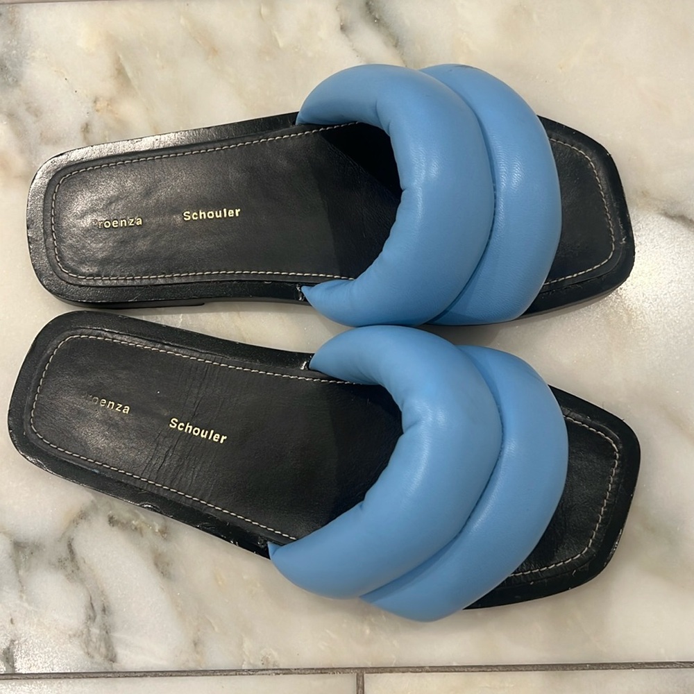 Proenza Shoulder Puffy Quilted Leather Slides